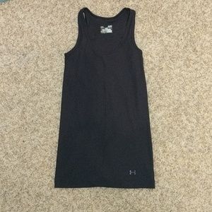Small ribbed knit workout tank top black long